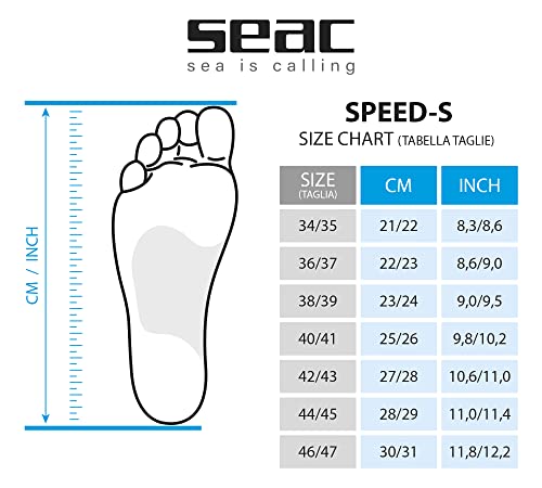 SEAC Speed S Aletas Cortas de natación para Entrenamientos en la Piscina y en el mar, Unisex, Azul/Negro, 42/43