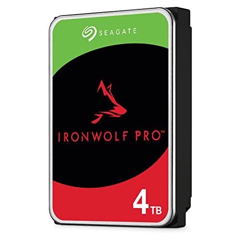 Seagate IronWolf Pro, 4TB, NAS, Disco duro interno, HDD, CMR 3,5" SATA 6 GB/s, caché 256 MB, almacenamiento RAID (ST4000NE001) (Reacondicionado)