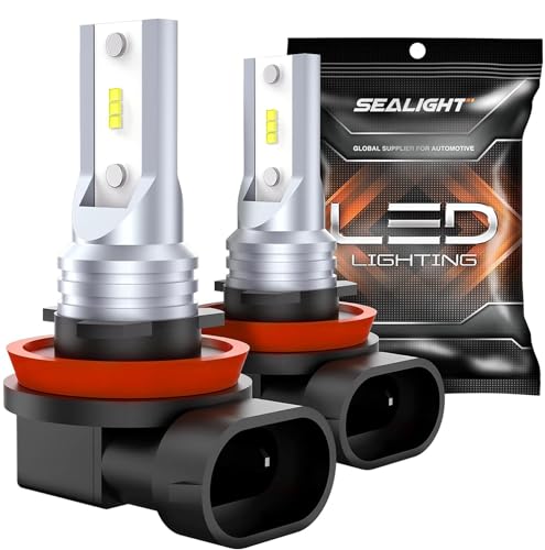 SEALIGHT Bombilla H11 H8 H9 H16 LED, 350% Brillo 6000K, Recambio Bombillas Halógenas Para Coches, Camiones, SUVs, Paquete de 2