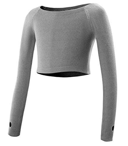 SEAUR Chaqueta de ballet para niña, manga larga, chaqueta de ballet, gimnasia, yoga, chaqueta de punto, jersey de baile, 98-165 cm, 2-15 años, gris, XL