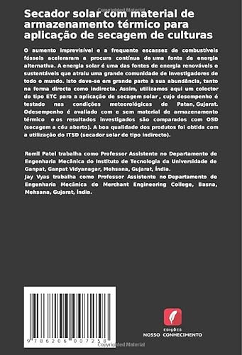 Secador solar com material de armazenamento térmico para aplicação de secagem de culturas