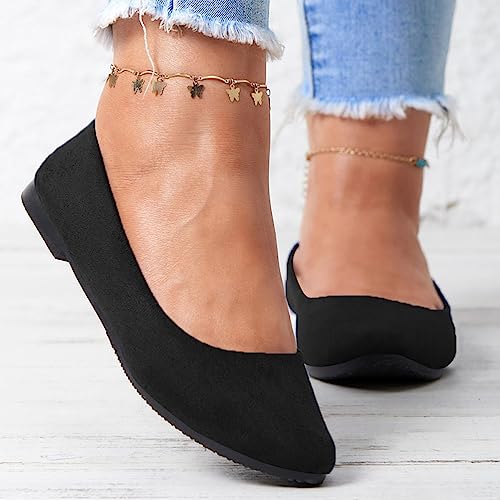 seiveini Bailarinas Mujer Zapatos Planos Comodo Ballet Flats Bailarinas Plegables Mujer Boda Plano Elegante Suave Zapatos de Trabajo, Bodas de Negocios, Informales A Negro 43 EU