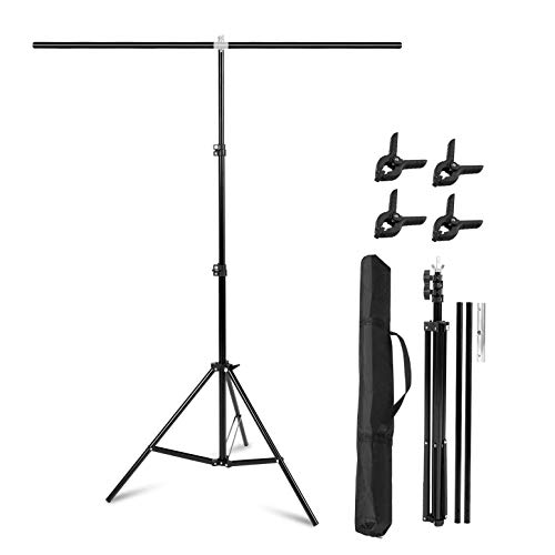 Selens Soporte de Fondo Fotografía 150x200cm Ajustable Portátil Kit Forma de T para Telón de Fondo Estudio Fotográfico Foto Vídeo Backdrop Background con Bolsa de Transporte y 4X Abrazaderas Clamp