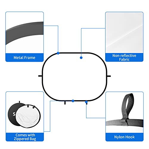 Selens Telón de Fondo Fotográfico Blanco Negro Muselina Pantalla Self Tape Backdrop Croma Chromakey Fondo Plegable Pop Up 100x150cm para Retrato Fotografía Vídeo Juego Youtube Estudio con Bolsa