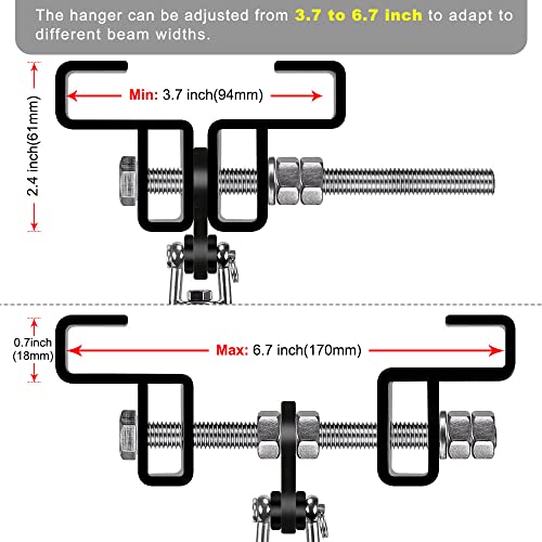 SELEWARE Abrazadera de viga de acero resistente, soporte de bolsa pesada, soporte resistente para boxeo, entrenamiento Muay Thai y MMA (con mosquetón) (gancho con cadenas de boxeo)