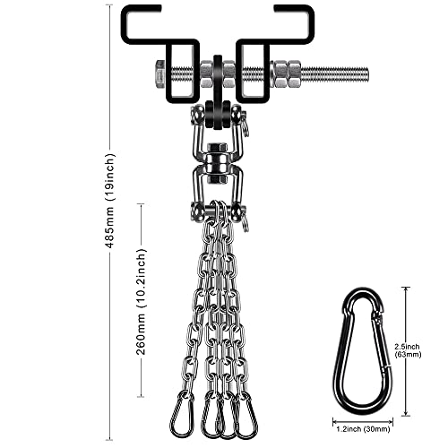 SELEWARE Abrazadera de viga de acero resistente, soporte de bolsa pesada, soporte resistente para boxeo, entrenamiento Muay Thai y MMA (con mosquetón) (gancho con cadenas de boxeo)