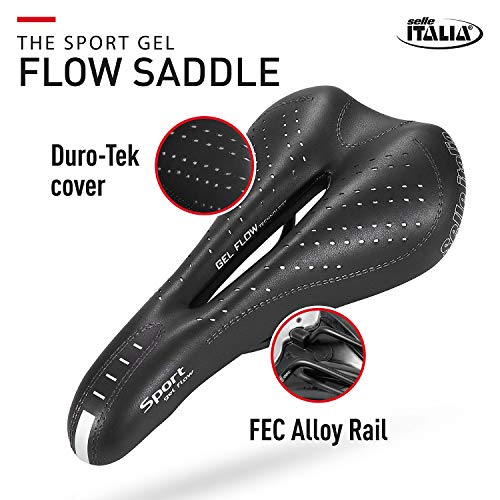 Selle Italia Sport Gel Flow S2 Sillín, Unisex-Adult, Negro, Talla Única