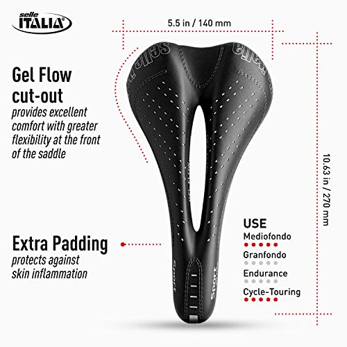 Selle Italia Sport Gel Flow S2 Sillín, Unisex-Adult, Negro, Talla Única