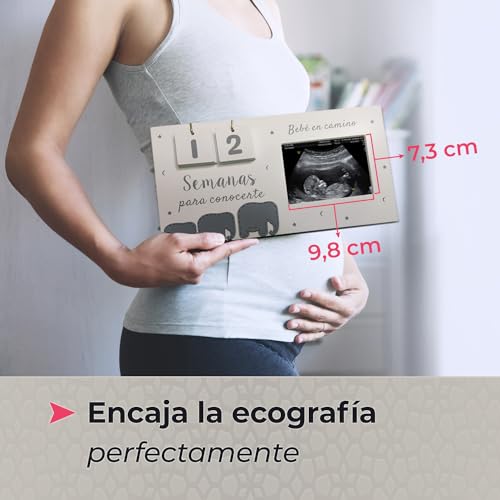 SEMANAS PARA CONOCERTE. Marco calendario para foto ecografía nacimiento bebé. Regalo anuncio embarazo abuelos, papá, futura mamá, sorpresa embarazada, madre primeriza