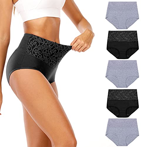 Senllori Ropa Interior de algodón de Talle Alto para Mujer, Bragas Suaves de Cobertura Completa, Paquete múltiple Pack de 5, Tamaño 4XL