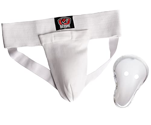 Senshi Japan Protector de ingle (pequeño) masculino caja protectora Karate Kick Boxing Muay Thai Kung Fu Judo Taekwondo y para todos los deportes de contacto completo