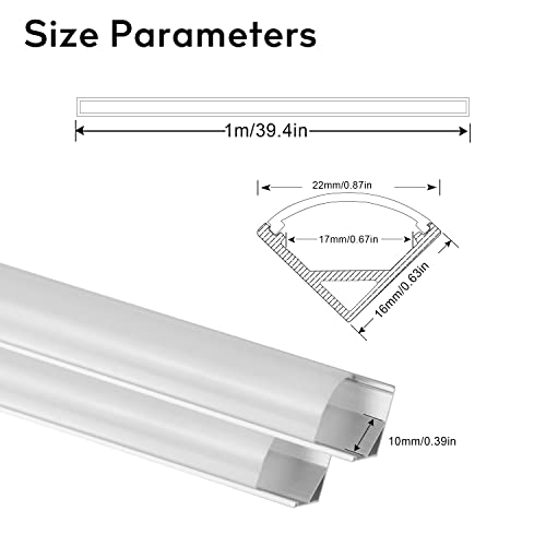 SENXINGYAN Perfil de Aluminio, 20 Pack 1M/3,3ft V Forma, Cubierta de Difusor Blanco Lechoso, Los Casquillos de Extremo y los Clips de Montaje del Metal, Canal de Aluminio para Tiras LED, 20M, Plata