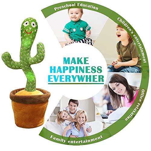 seOSTO Cactus Bailarin, Cactus Bailarin Repite español, Cactus parlanchin, Juguete Cactus de Peluche que Baila y Repite tu Voz, con Canciones, Dancing Cactus Regalos Adecuados para Niños