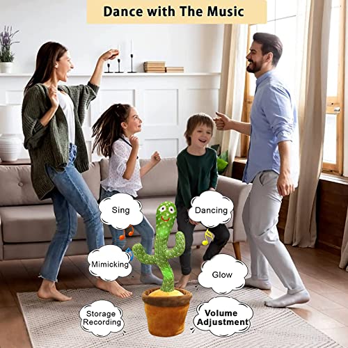 seOSTO Cactus Bailarin, Cactus Bailarin Repite español, Cactus parlanchin, Juguete Cactus de Peluche que Baila y Repite tu Voz, con Canciones, Dancing Cactus Regalos Adecuados para Niños