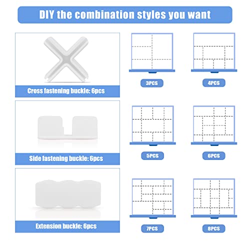 Separadores de Cajones Ajustable, Organizador de Cajones de Plástico, 16 Piezas Separador de Armario Divisores 32x7cm, Cajones de Rejilla para Armarios para Oficina, Cocina, Dormitorio y Tocador