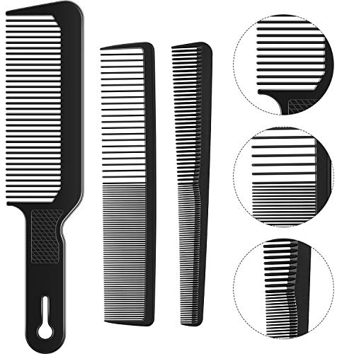 Set de 3 Piezas Peines de Peluquero de Hombre Clipper de Tapa Plana de Corte de Pelo Peine de Cónico Barberología Peine de Fibra Resistente al Calor para Hombres Mujeres