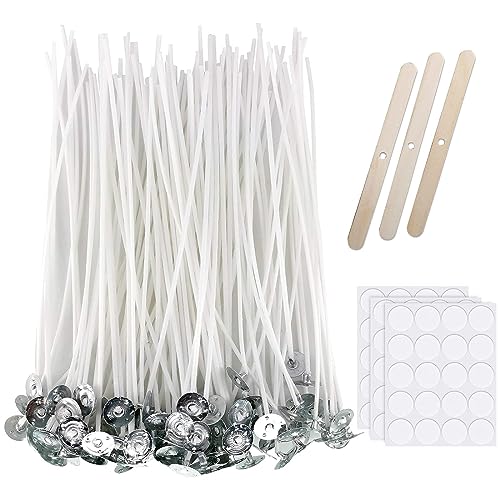 Set de 50 Mechas de Algodón Natural 100% para Velas Caseras con 10 Soportes y Manualidades - Fabricación de Mechas de 10cm para Velas (100 Unidades)