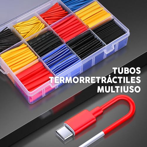 Set De 780 Piezas De Tubo Termoretractil Para Cables - 12 Tamaños Distintos - Tubos Termorretráctiles Para Arreglar Cables - Diseñados para aplicarle calor - Para prevenir Corrosion, Oxido, Agua