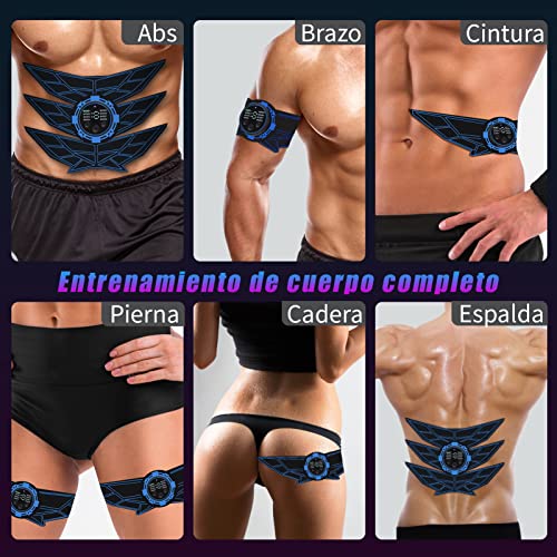 SEVEKO Estimulador Abdominal, Electroestimulador Muscular Abdominales, Abdominales en Casa, Cinturon Electroestimulador Abdominales, 8 Modos y 15 Intensidades, 10 Hidrogeles de Repuesto, Unisex