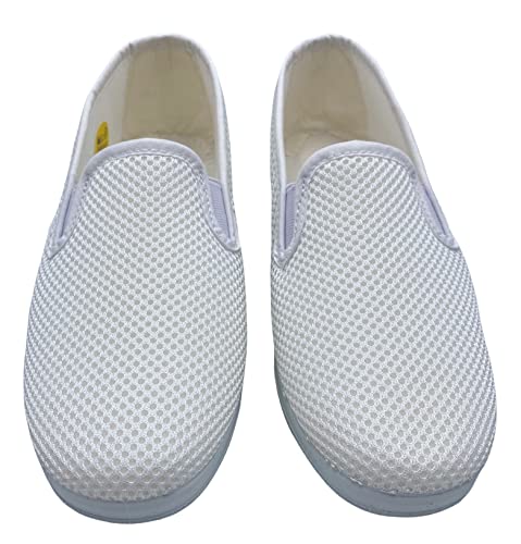 Sevilla - Zapatillas de Casa Mujer Verano - Cómodas y Respirables - Zapatos Rejilla Cuña Punta Cerrada Multicolor - Suela Caucho - Tallas 35-41 - Hecho EN ESPAÑA (Blanco, numeric_36)