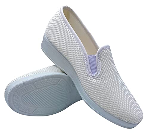 Sevilla - Zapatillas de Casa Mujer Verano - Cómodas y Respirables - Zapatos Rejilla Cuña Punta Cerrada Multicolor - Suela Caucho - Tallas 35-41 - Hecho EN ESPAÑA (Blanco, numeric_36)