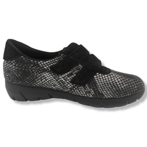 SEVILLAS Zapatillas de Cuña con Doble Velcro - Modelo Flexible para Pies Delicados - Suela Antideslizante (41, Negro, numeric_41)