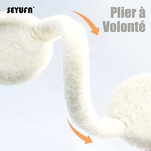 SEYUFN Orejeras plegables para mujer, orejeras de felpa de invierno, para niños, suaves y cálidas, calentadores de orejas para niñas y niños, A-blanco., Talla única