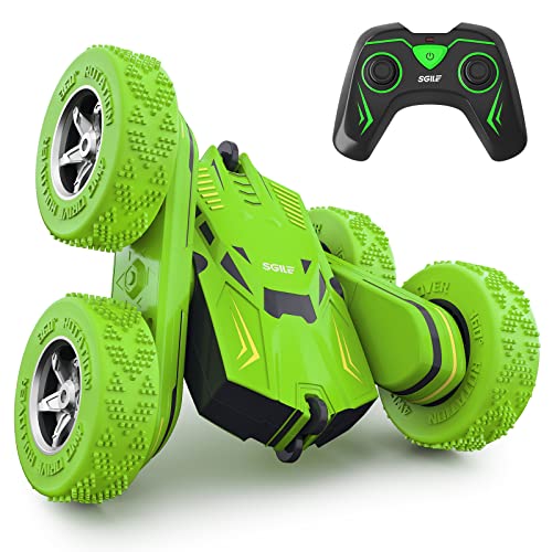 SGILE RC Coche Acrobático de Juguete, Coche Radiocontrol de Carga Directa y Rotación 360 Grados para Niños y Niñas, Verde