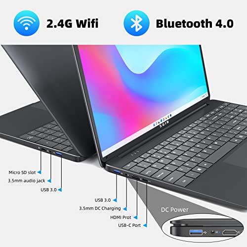 SGIN Ordenador Portátil 15,6 Pulgadas 8 GB RAM 256 GB SSD Notebook, Celeron Quad-Core Up to 2,8 GHz, 2.4/5.0G WiFi, Bluetooth 4.2, Admite Memoria Extensible 512 GB TF