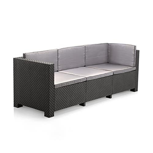 Shaf - Oasis | Set Muebles de Salon Exterior - Conjunto Muebles Jardin Exterior 5 Plazas | Fabricado en España con Materiales Reciclados - Color Grafito