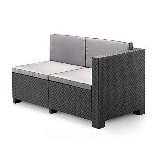 Shaf - Oasis | Set Muebles de Salon Exterior - Conjunto Muebles Jardin Exterior 5 Plazas | Fabricado en España con Materiales Reciclados - Color Grafito