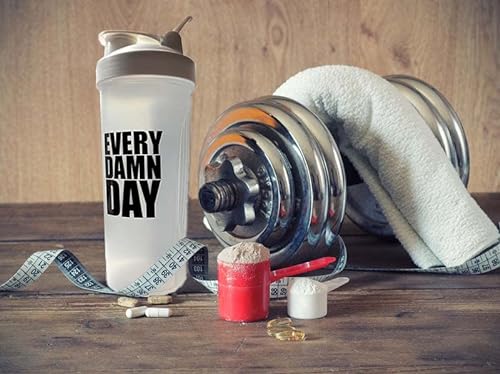 Shaker de Proteínas Ivybrand de 600ml con Bola Mezcladora y con Mensaje Motivador Every Damn Day