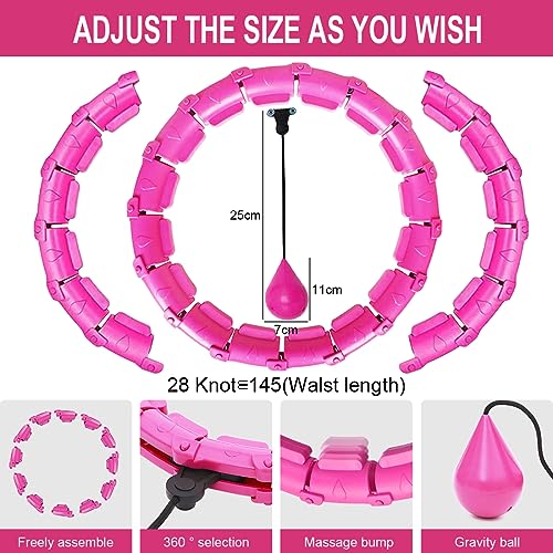 SHANHAIKX Smart Hula Hoop,Hula Hoop Fitness, Fitness Abdominal Perder Peso,Aros de Fitness con Cintura Ajustable, Smart Hula Hoop Masaje de 360° con 28 Desmontable Secciones para Adultos, niños