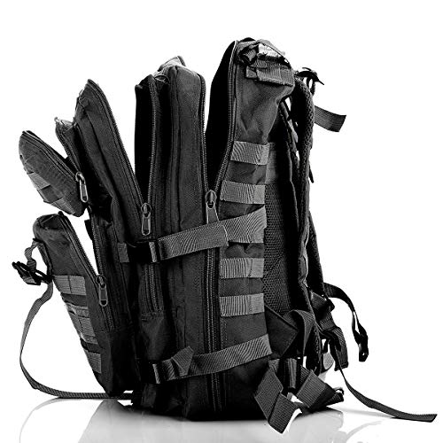 SHANNA Mochila Militar, táctica 35L, del ejército MOLLE, de Asalto, de Combate táctica para Senderismo al Aire Libre Camping Trekking Pesca Caza (Negro)