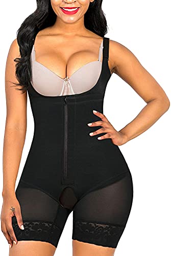 SHAPERX Fajas Reductoras Mujer Shapewear Control de Abdomen Bodysuit Body Reductor Colombianas Body Shaper Posparto, UK-SZ7199-Black-S