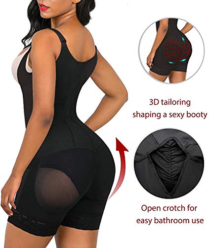 SHAPERX Fajas Reductoras Mujer Shapewear Control de Abdomen Bodysuit Body Reductor Colombianas Body Shaper Posparto, UK-SZ7199-Black-S