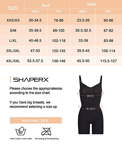 SHAPERX Mujer Bodies Moldeadores Reductora Shapewear Adelgazante Body Shaper Control de Abdomen Bodysuit Posparto, UK-SZ5218-Black-L/XL