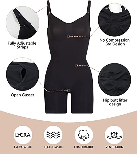 SHAPERX Mujer Bodies Moldeadores Reductora Shapewear Adelgazante Body Shaper Control de Abdomen Bodysuit Posparto, UK-SZ5218-Black-L/XL