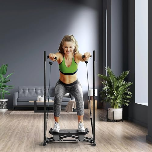 SHARPBODY Shapeboard - Tabla de equilibrio con pantalla LCD, tabla de equilibrio, entrenador de esquí con 2 bandas expansoras y asas, incluye alfombrilla de base, máx. 120 kg