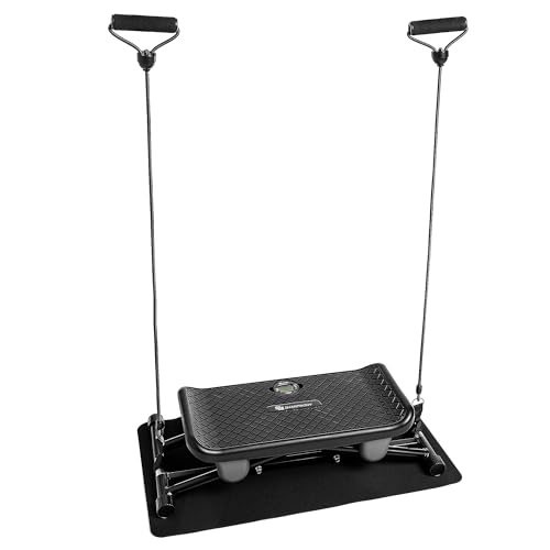 SHARPBODY Shapeboard - Tabla de equilibrio con pantalla LCD, tabla de equilibrio, entrenador de esquí con 2 bandas expansoras y asas, incluye alfombrilla de base, máx. 120 kg