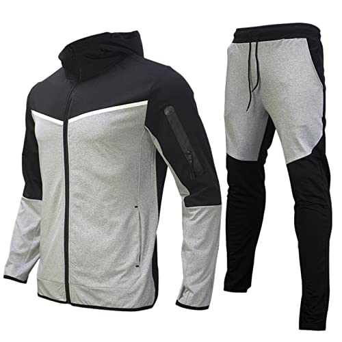 Sheey Chandal Hombre Completo Chandals Hombre Conjunto de Ropa Costura Cremallera Chándal Hombre Completo Traje Deportivo Pantalones Abrigo Chaqueta Jersey para Primavera Otoño Invierno Trabajo