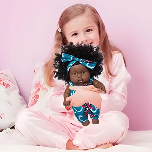 Shenrongtong Muñecas negras para niñas de 3 años | Muñeca de juguete para bebé,Muñecas de bebé lavables al aire real, muñeca bebé niña africana americana de 8 pulgadas para niños de 2 3 4 5 6 7 años