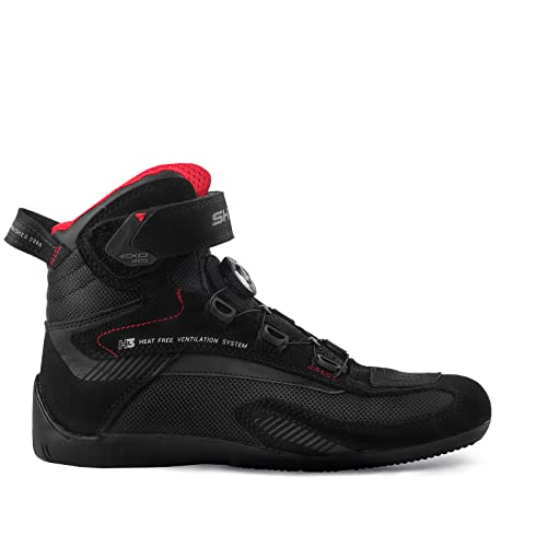 SHIMA EXO Vented, Zapatos de Motocicleta para Hombres | Zapatos de calle reforzados con sistema de cierre ATOP, Suela antideslizante, Mango de cambio de marchas (Negro, 43)