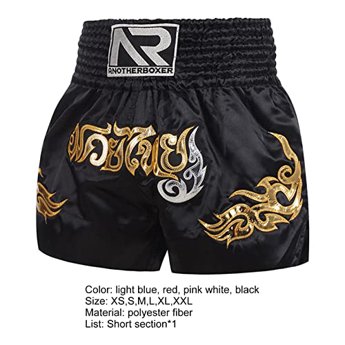 SHINROAD Pantalones cortos Muay Thai para niños, pantalones cortos de boxeo, elásticos, transpirables, diseño de cordón de Muay Thai, pantalones cortos de Kickboxing para hombres