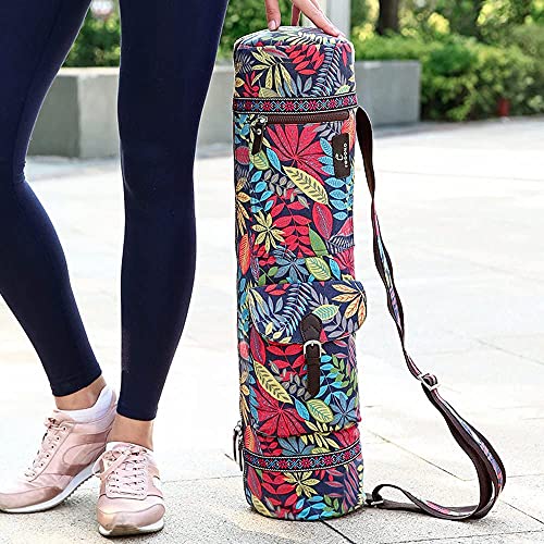 Shiwaki - Bolsa para Esterilla de Yoga de 28 Pulgadas,Bolsa Grande para Esterilla de Yoga con Cremallera Completa, Hecha a Mano,Totalmente Forrada con Correa Ajustable,Regalo de Yoga - Hoja de Arce