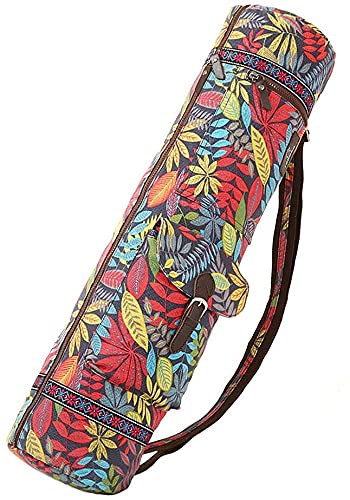 Shiwaki - Bolsa para Esterilla de Yoga de 28 Pulgadas,Bolsa Grande para Esterilla de Yoga con Cremallera Completa, Hecha a Mano,Totalmente Forrada con Correa Ajustable,Regalo de Yoga - Hoja de Arce