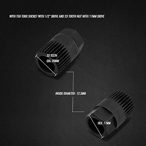 Shkalacar Herramienta de extracción de polea con Correa en V, 33 Dientes, Compatible con BMW, Volkswagen Audi, Mercedes, Volvo