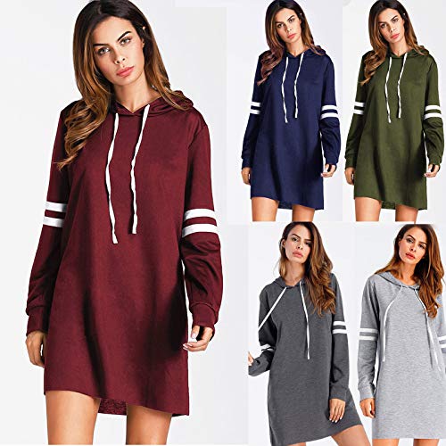 SHOBDW Liquidación Venta Moda Mujer Sexy Nueva Otoño Invierno Sudadera con Capucha Larga Sudadera Jersey Pullover Manga Larga Vestido(Azul,L)