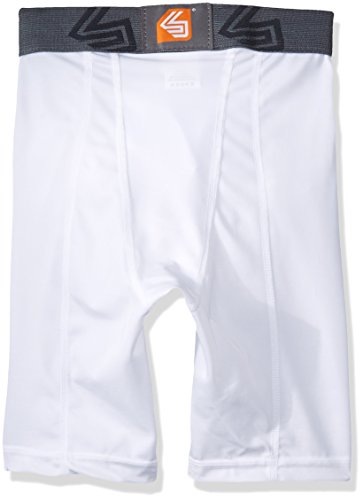 Shock Doctor - Short de compresión con Bioflex Copa, para adultos, color blanco, talla L