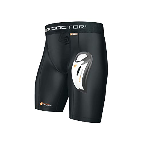 Shock Doctor - Short de compresión con Bioflex Copa, Para Adultos, Negro, Talla S